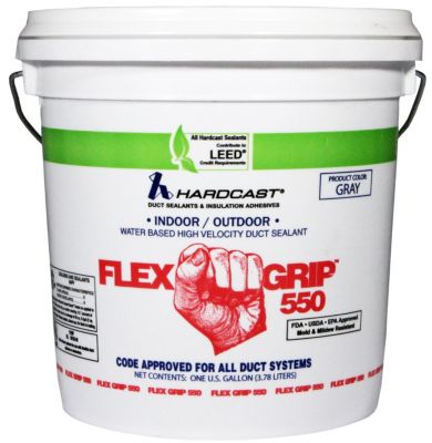 Flex-Grip 550 Indoor/Outdoor Water Based Duct Sealant, Grey, 1 Gallon Pail